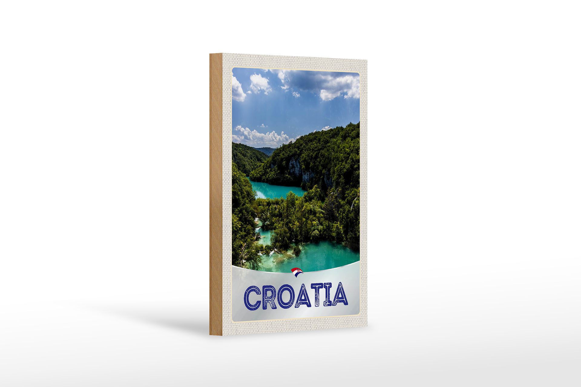 Holzbild Reise 12x18 cm Kroatien Meer Natur Urlaub Berge