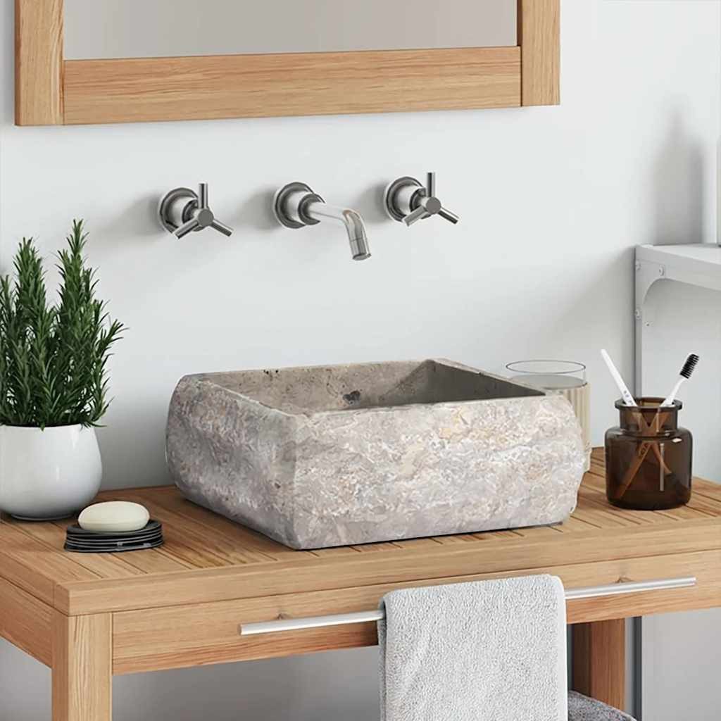 vidaXL Waschbecken Waschbecken Grau 30x30x13 cm Marmor