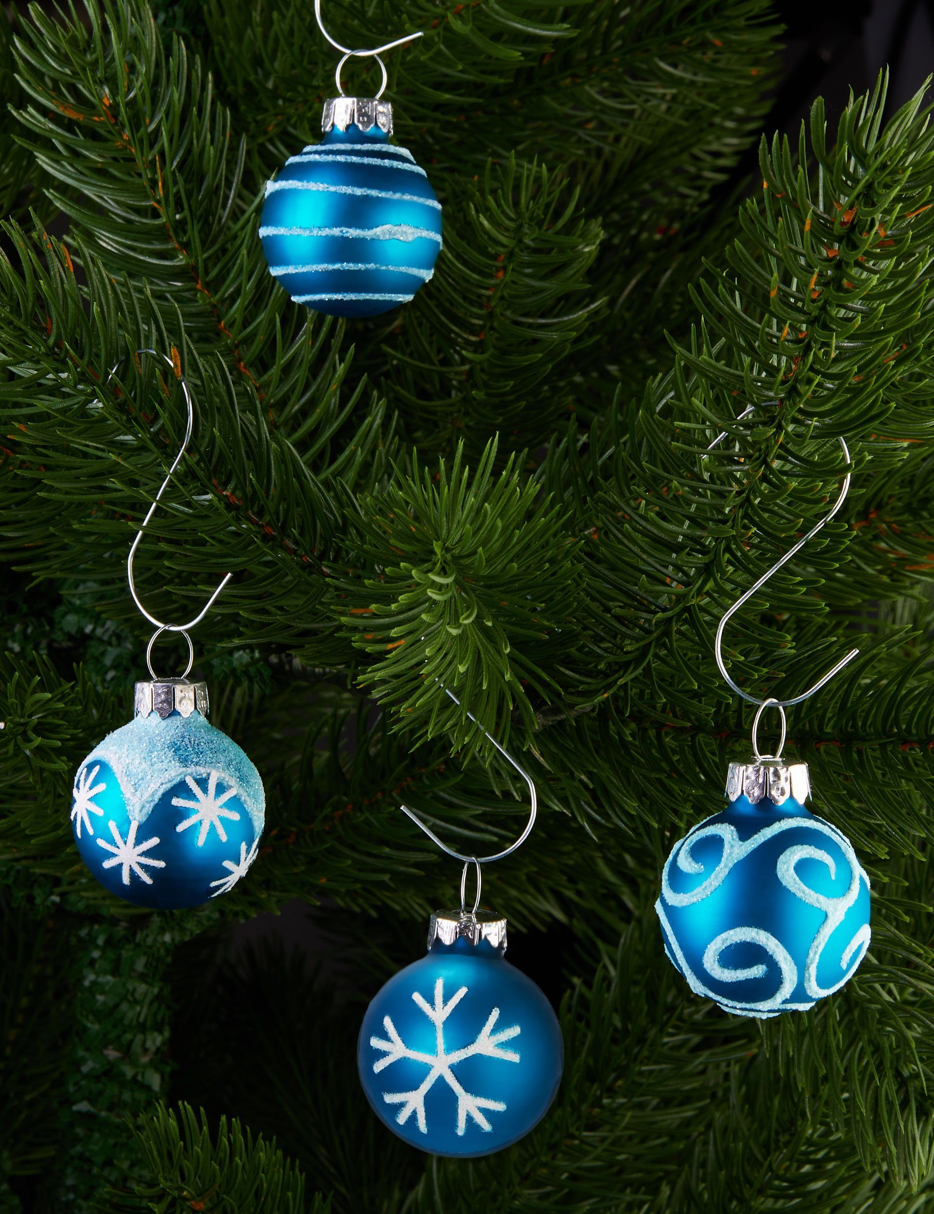 BRUBAKER Weihnachtsbaumkugel Weihnachtskugeln Christbaumschmuck Baumkugeln Weihnachtsbaum Weihnachtsdekorationen Handbemalter - Mini aus Blau Glas Kugeln für mit 3 St), (36 und cm