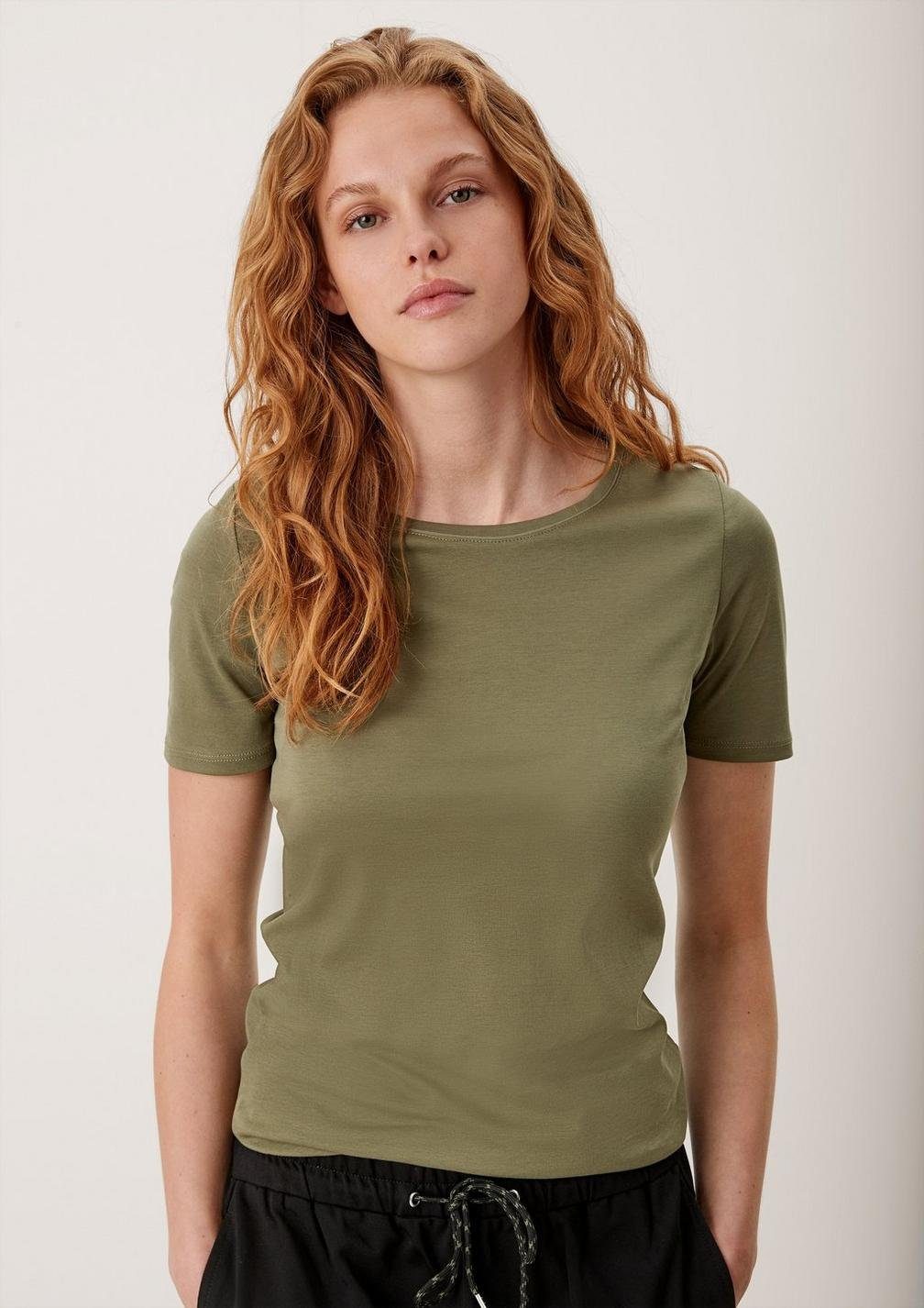 s.Oliver T-Shirt 2 Single-Jersey Khaki softer Basic Stück Fit, Qualität, aus Slim