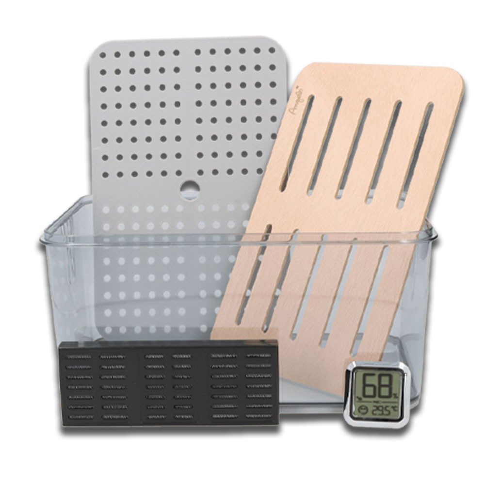 Coumo Humidor Große Profi Humidor Box Transparent, Digitales Hygrometer TFA