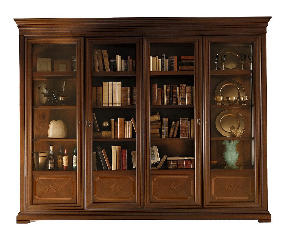 JVmoebel Aktenschrank Büroschrank aus massivem Holz mit Glastüren und Schubladen Made in Europa