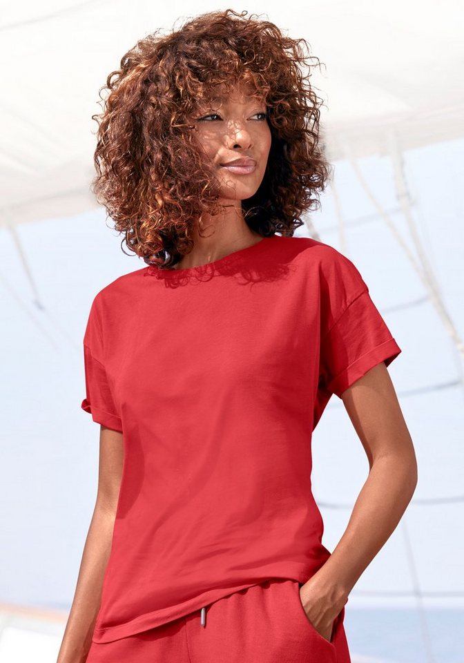 H.I.S Ärmelaufschlag Loungewear Stil, T-Shirt im maritimen mit