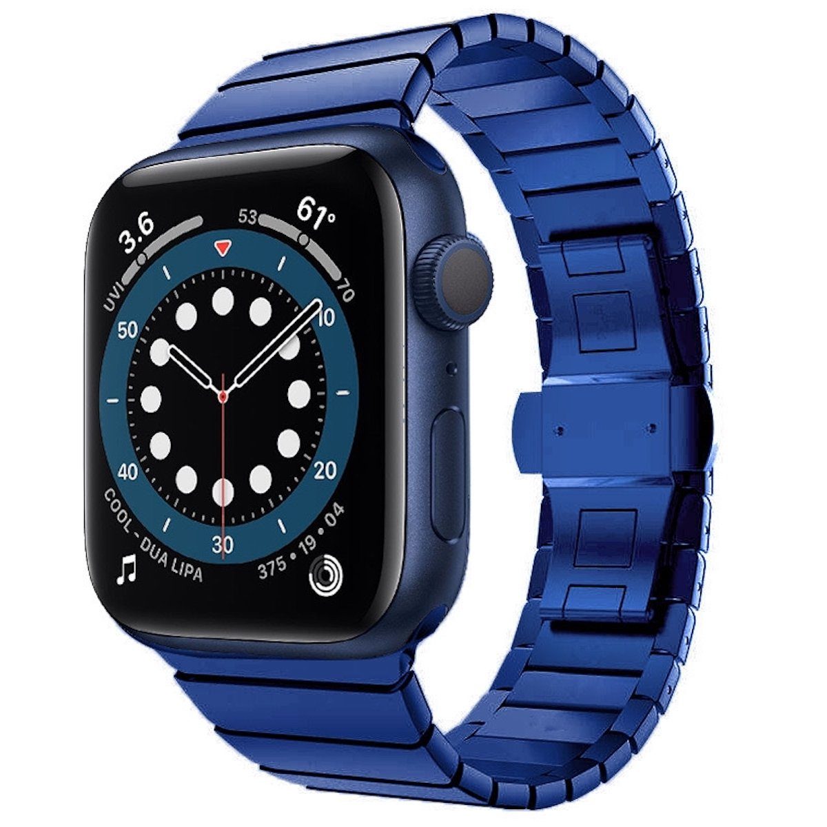 Wigento Smartwatch-Armband Für Apple Watch Series Ultra 49mm 8 7 45 / 6 SE  5 4 44 / 3 2 1 42mm Style Stahl Blau Ersatz Armband Smart Uhr
