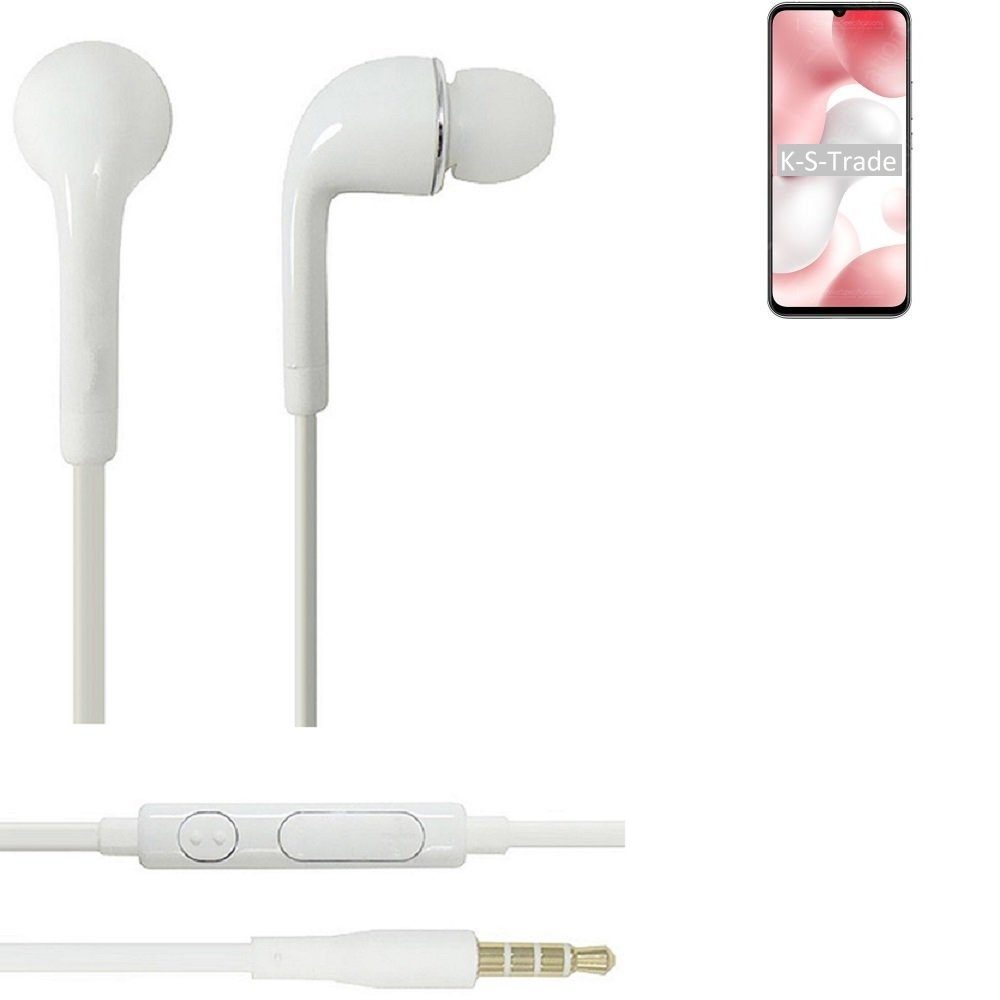K-S-Trade für Xiaomi Mi 10 Lite Zoom Edition In-Ear-Kopfhörer (Kopfhörer Headset mit Mikrofon u Lautstärkeregler weiß 3,5mm)