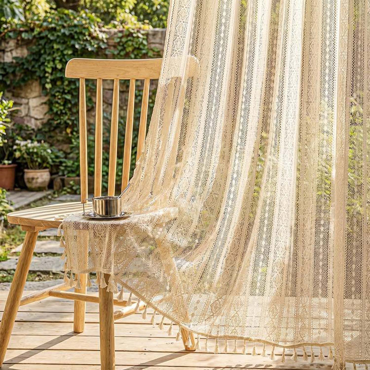 Diwzbyn Scheibengardine Stickerei Spitze Voile Gardinen, Transparent Vorhang