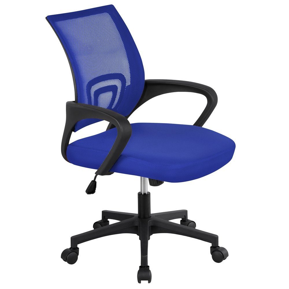 Blau Bürostuhl, mit Yaheetech Schreibtischstuhl ergonomischer Netzrückenlehne