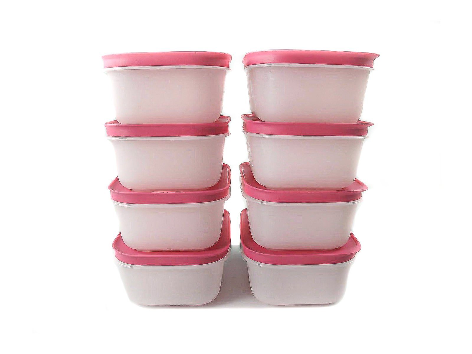 TUPPERWARE Frischhaltedose Eis-Kristall 450 ml weiß/pink (8) + SPÜLTUCH