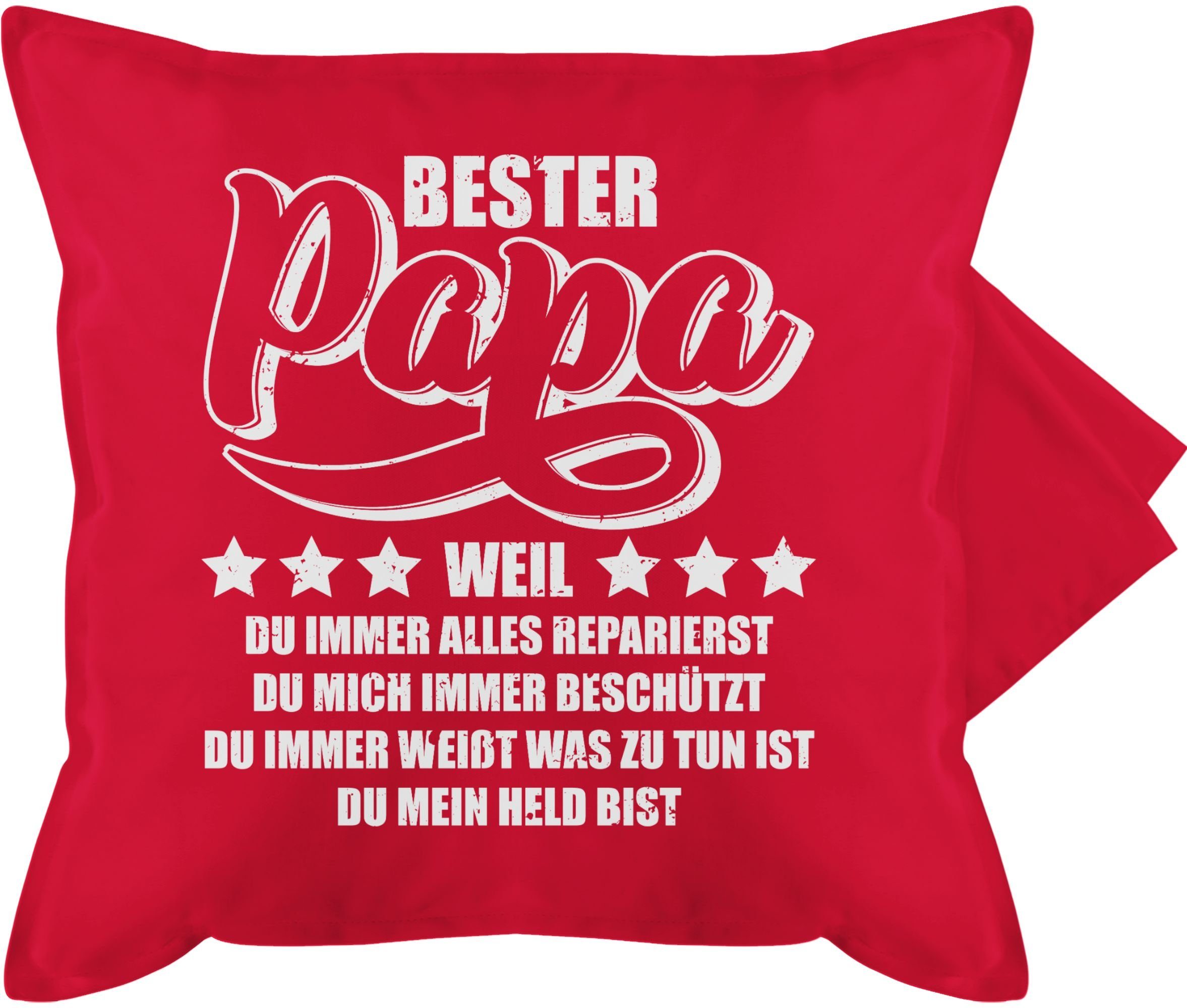 Kissenbezüge Bester Papa weil du mein Held bist - weiß, Shirtracer (1 Stück), Vatertagsgeschenk Kissen