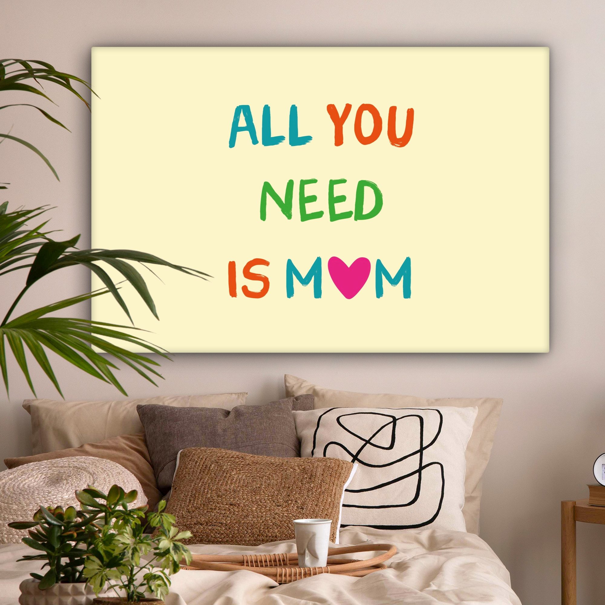 OneMillionCanvasses® Leinwandbild Herz - Mutter - Text - Bunt, Fotodruck (1 St), Leinwandbilder XXL Wohnzimmer, Deko Aesthetic 150x100 cm