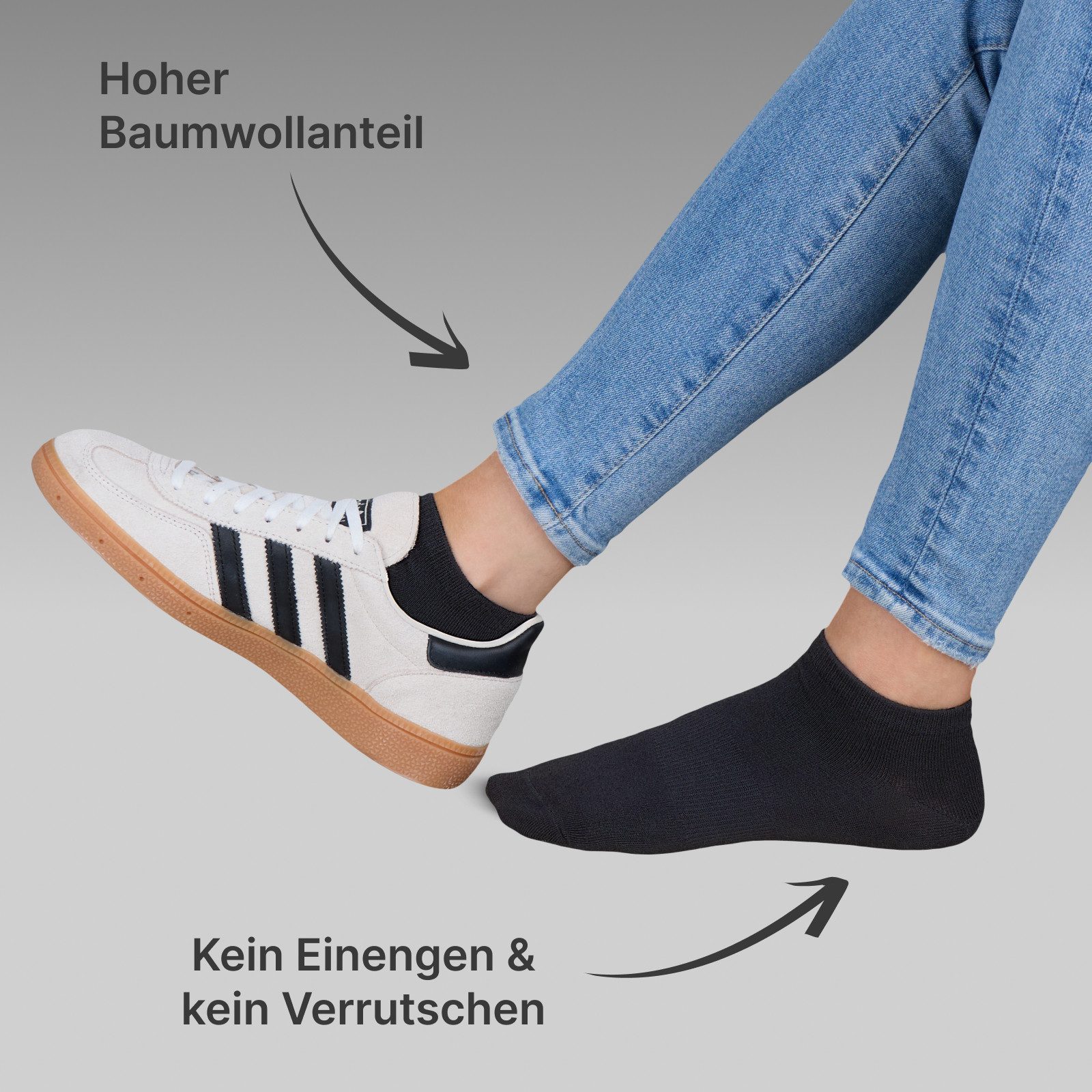 EAAKIE Sneakersocken Sneakersocken Unisex Kurzsocken 5/10/20/30 Paar Schwarz Baumwolle (10-Paar) – Bild 3 von 5