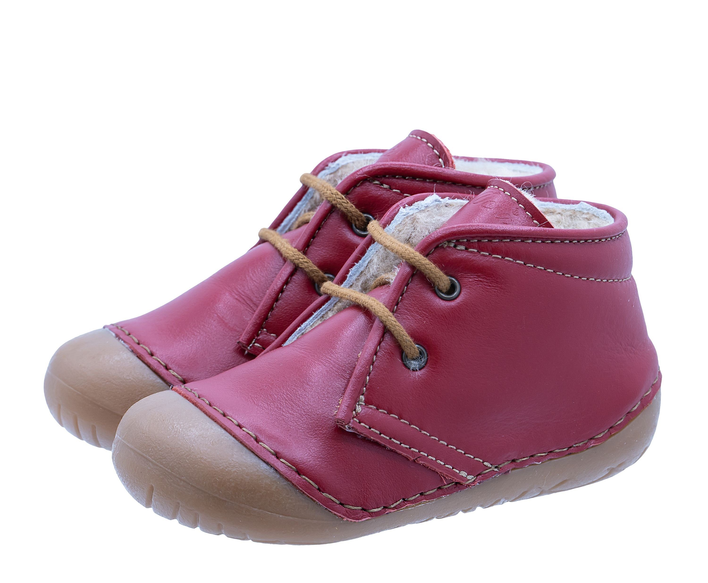 Ocra Ocra Schuhe Lauflernschuhe mit Lammfell A330 pflanz. geg. rot Schnürstiefelette