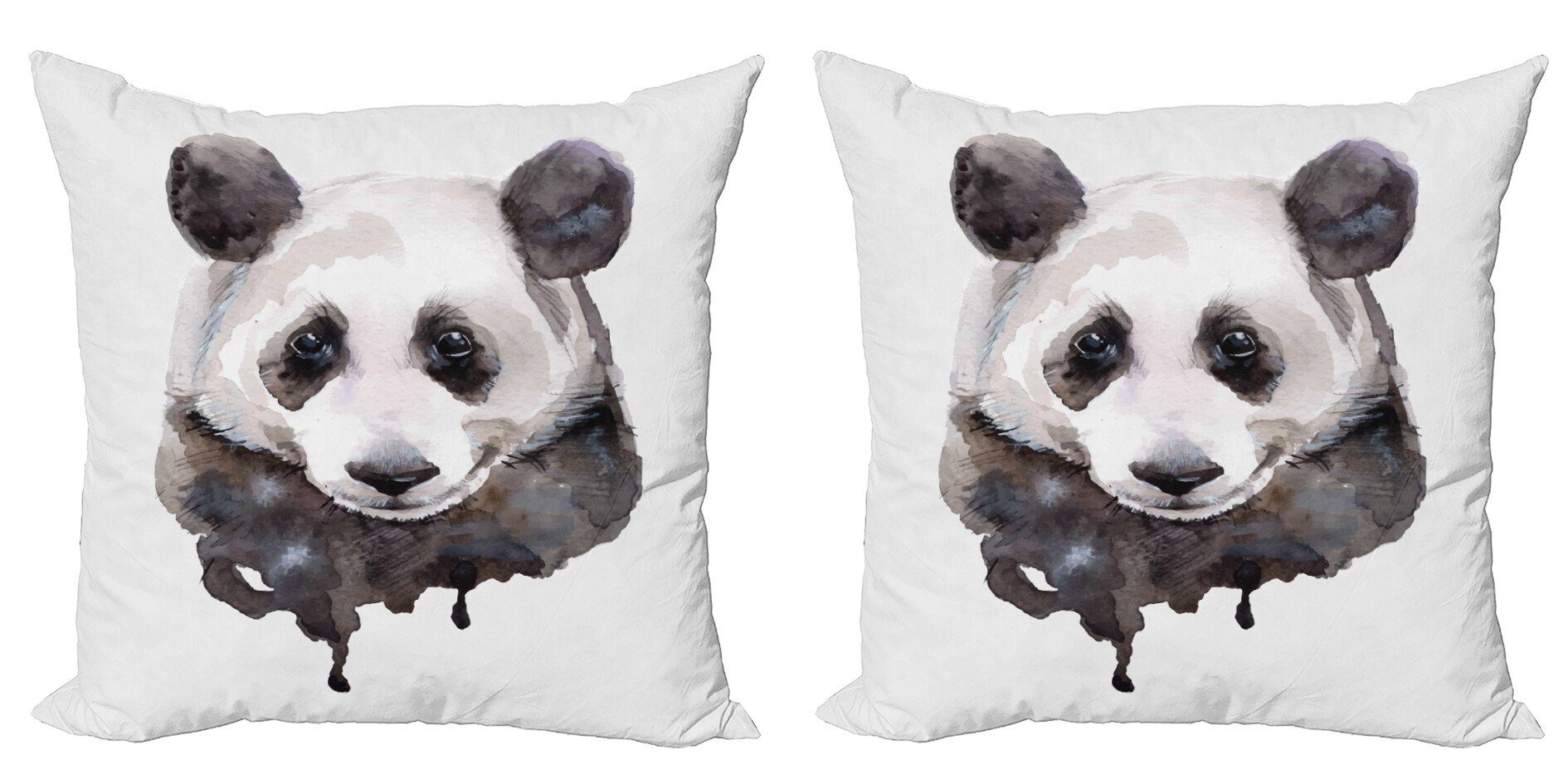 Kissenbezüge Modern Accent Doppelseitiger Digitaldruck, Abakuhaus (2 Stück), Tier Aquarell-Panda-Bär | Kissenbezüge