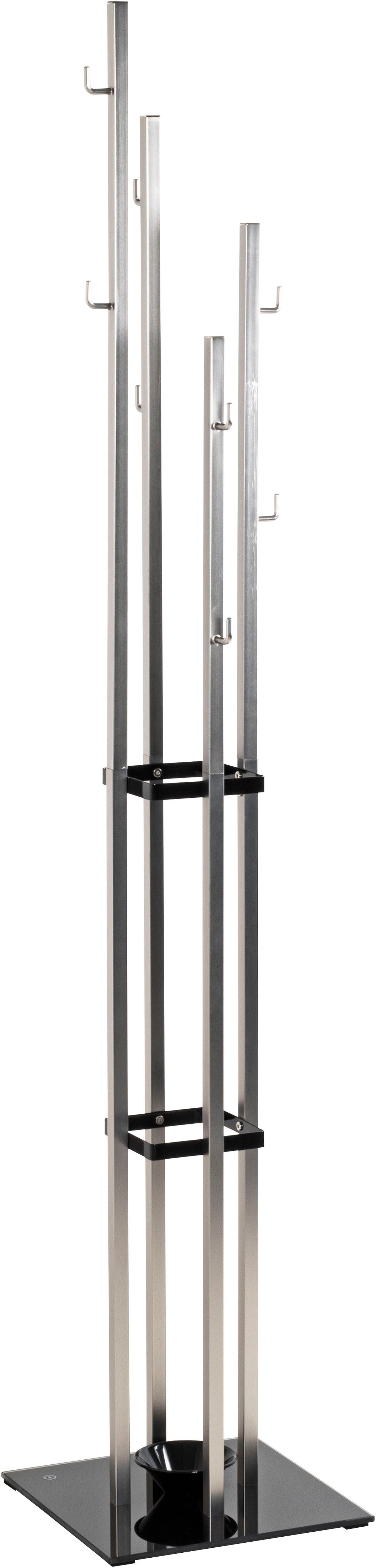 HAKU Garderobenständer Kleiderständer, Standgarderobe, quadratisch - aus Metall Silber - B/T/H 35/35/182 cm