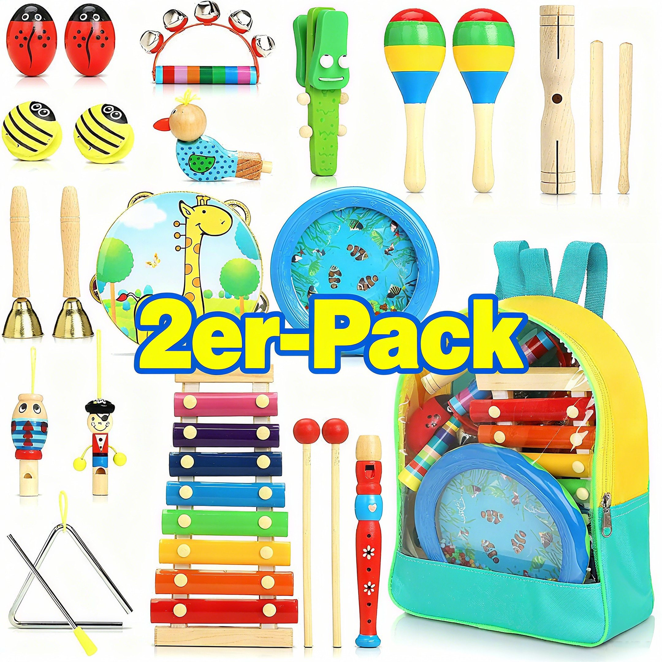 POPOLIC Spielzeug-Musikinstrument 24 Stück Instruments Percussion Holzspiel günstig online kaufen