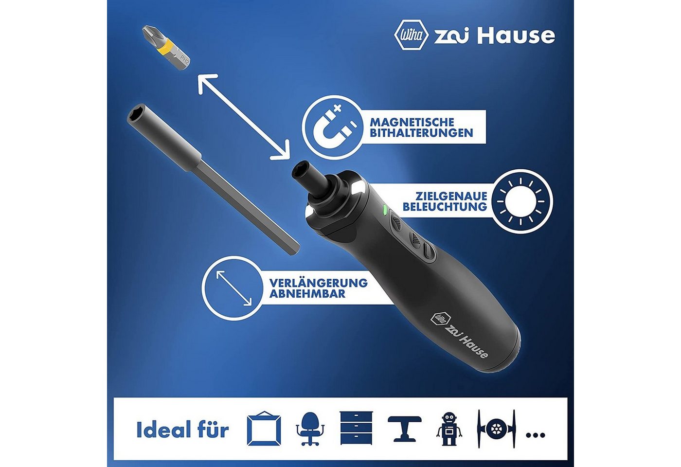Thumbnail - Wiha Akku-Schraubendreher (44621), (11-tlg), 3,6 V Li-Ion, einstellbares Drehmoment, LED-Licht, inkl. USB-C Kabel