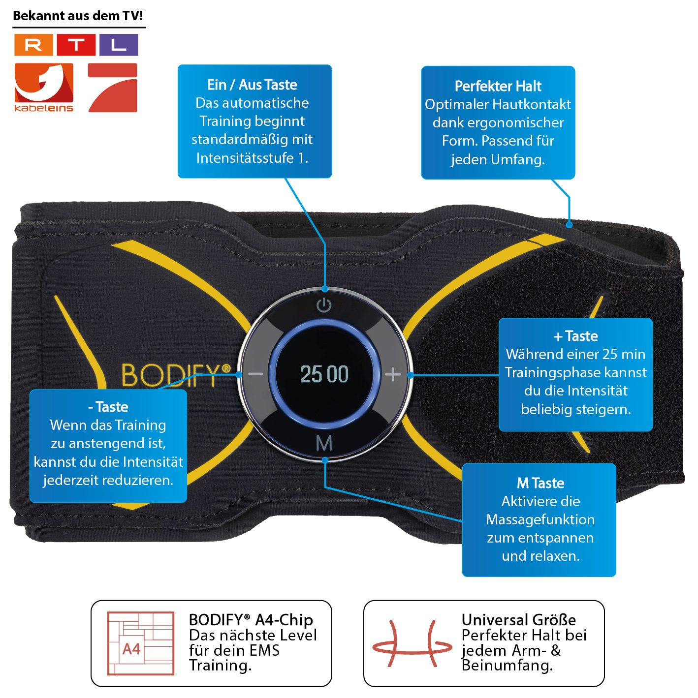BODIFY EMS-Arm-Trainer Max - 2in1 EMS Trainer - Gezielte Stimulation der Arm & Beinmuskulatur