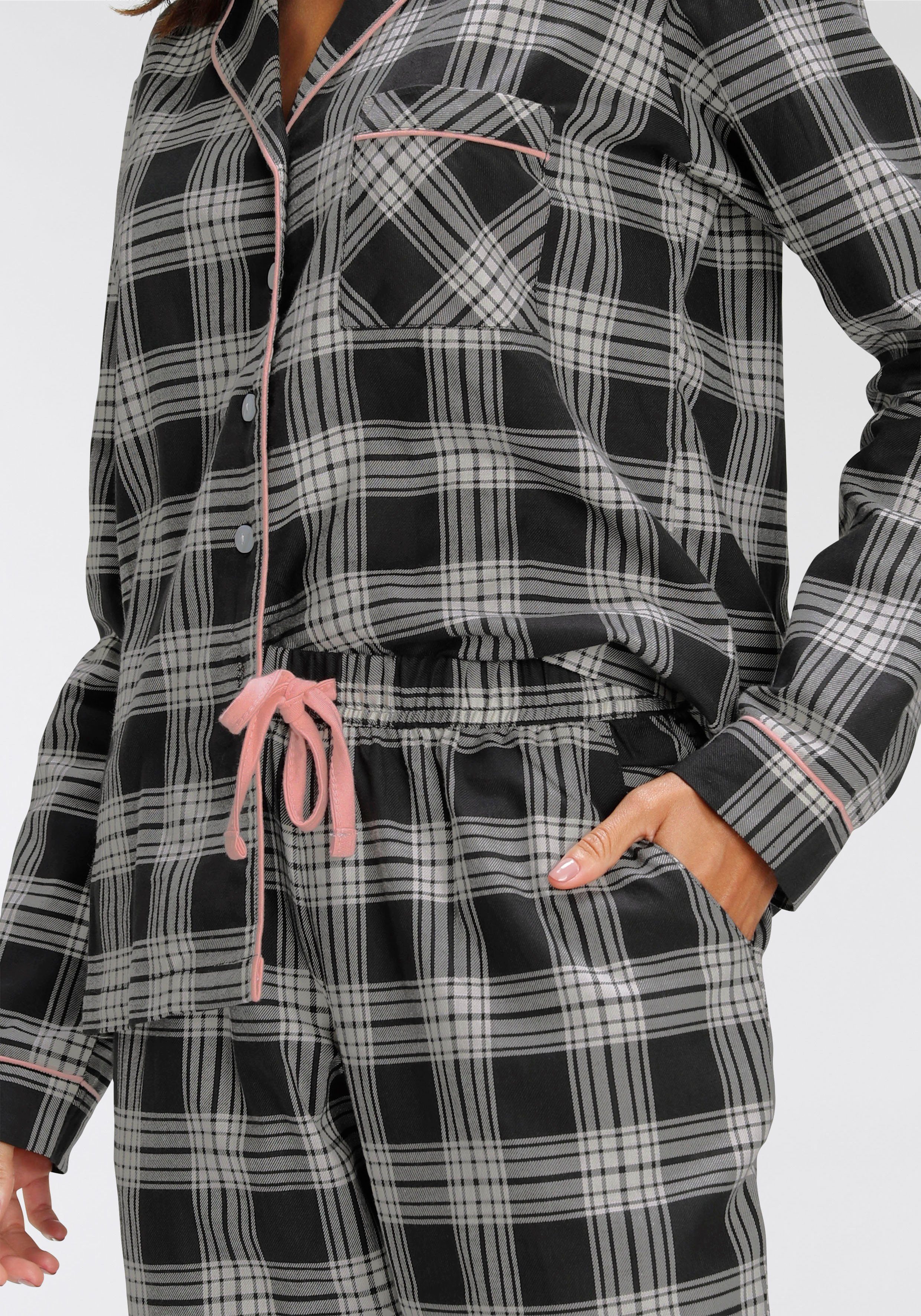 H.I.S Pyjama (Set, 2 tlg) aus Flanell mit Allover-Karomuster