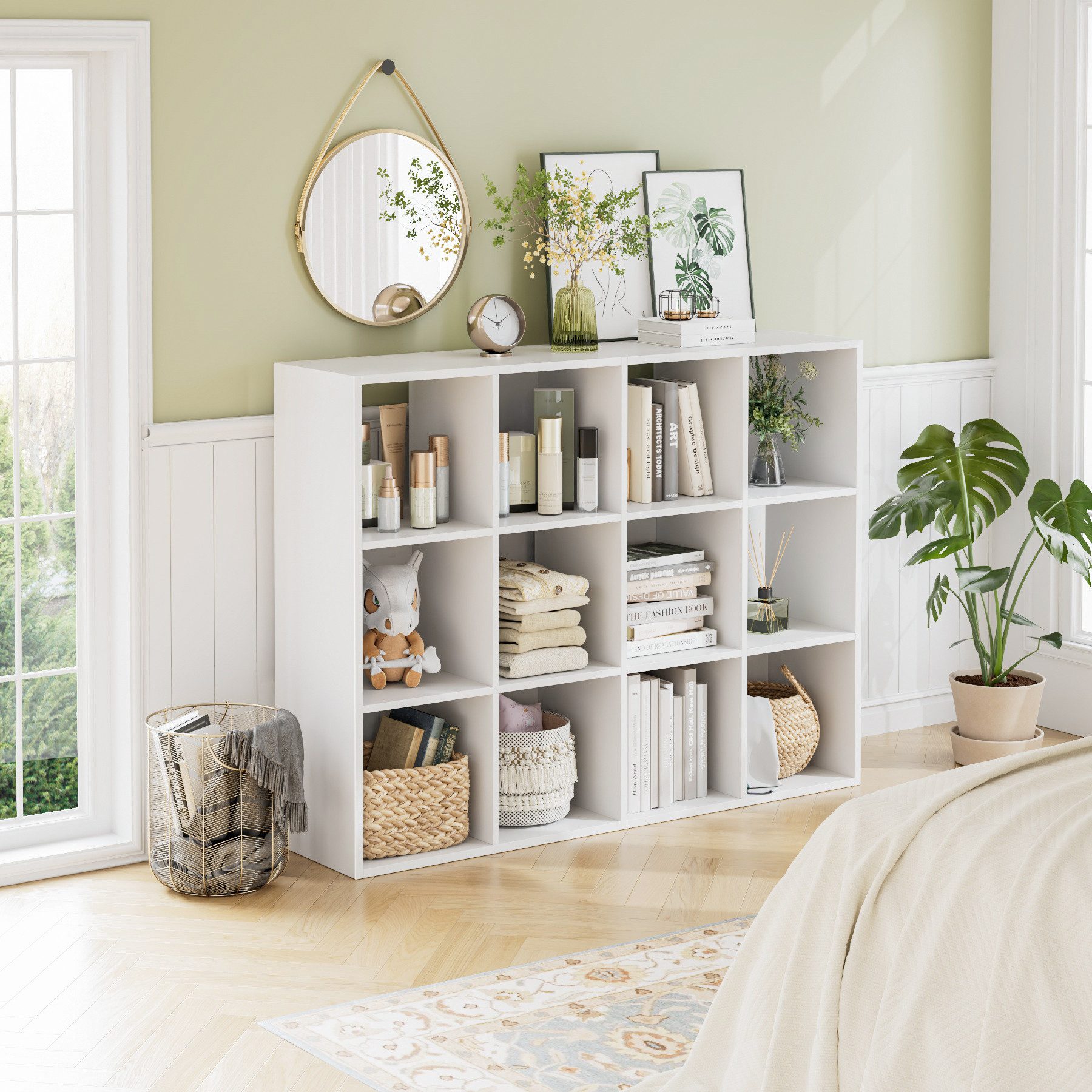 HOMECHO Bücherregal, Würfelregal mit 12 Fächern Weiß Standregal Raumteiler günstig online kaufen