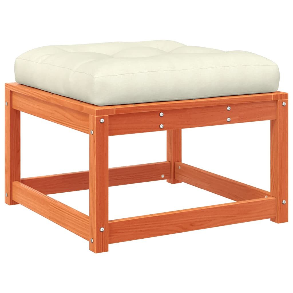 vidaXL Loungesofa Gartenhocker mit Kissen Wachsbraun Massivholz Kiefer