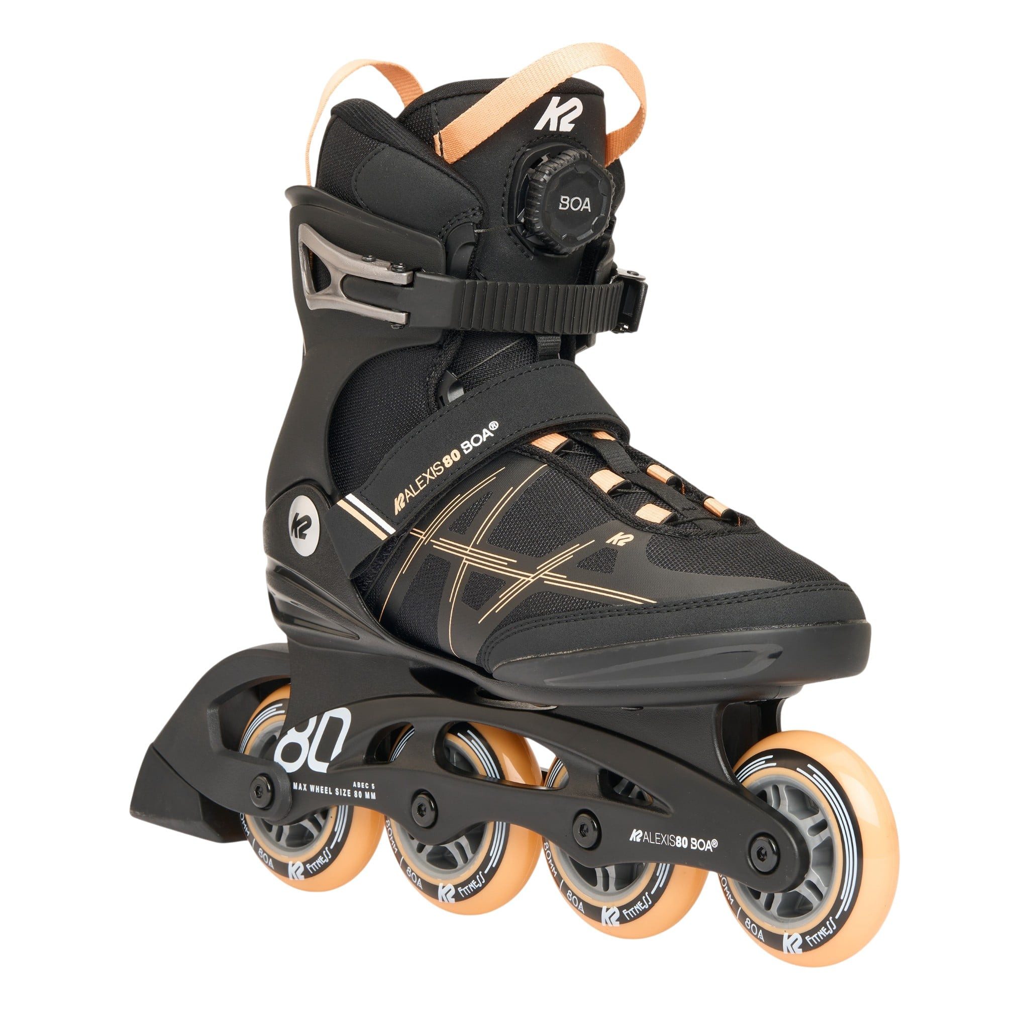 K2 Inlineskates Alexis 80 BOA (Rollen: 80mm/82A, Kugellager: ABEC 5) schwarz/pink