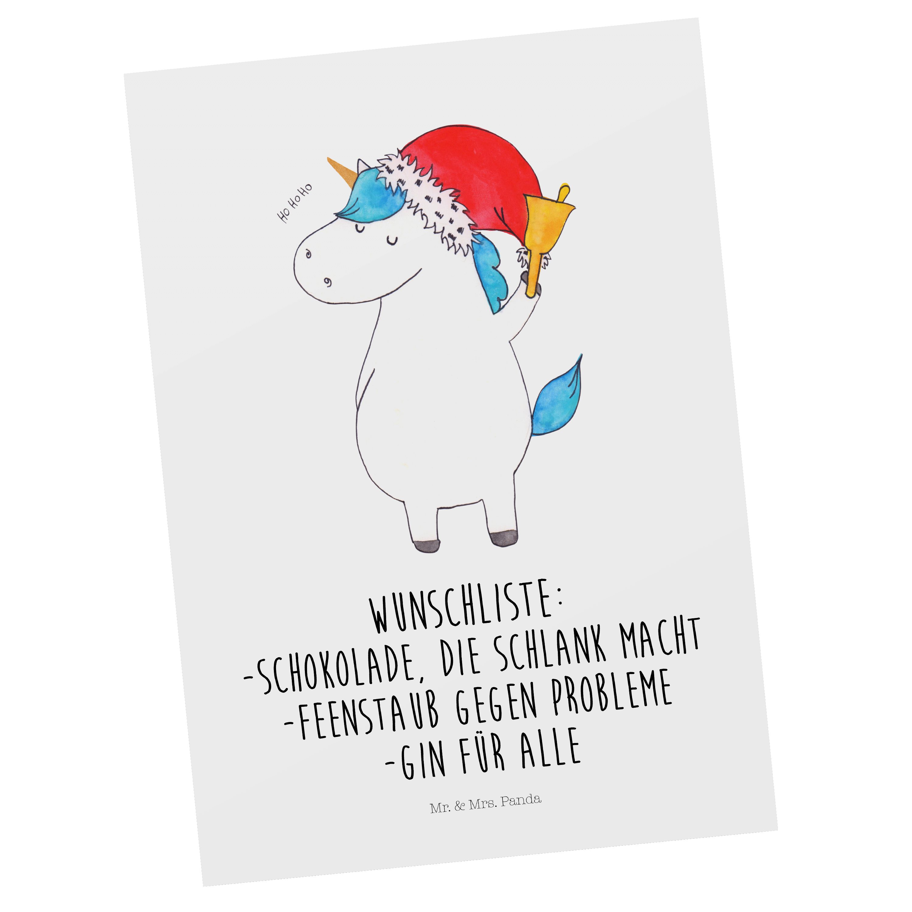 Einladung, Einhorn Wu & Weiß Weihnachtsmann Postkarte - Mrs. Einhorn Panda - Mr. Deko, Geschenk,