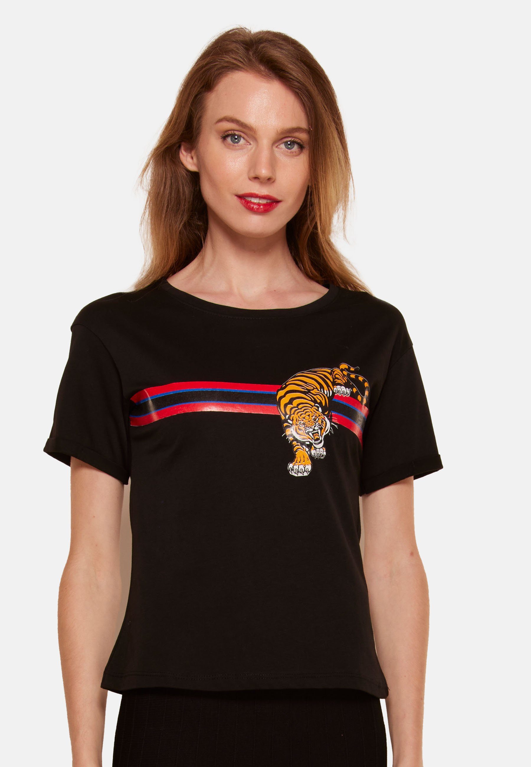 Tooche Print-Shirt T-shirt Tiger BLACK