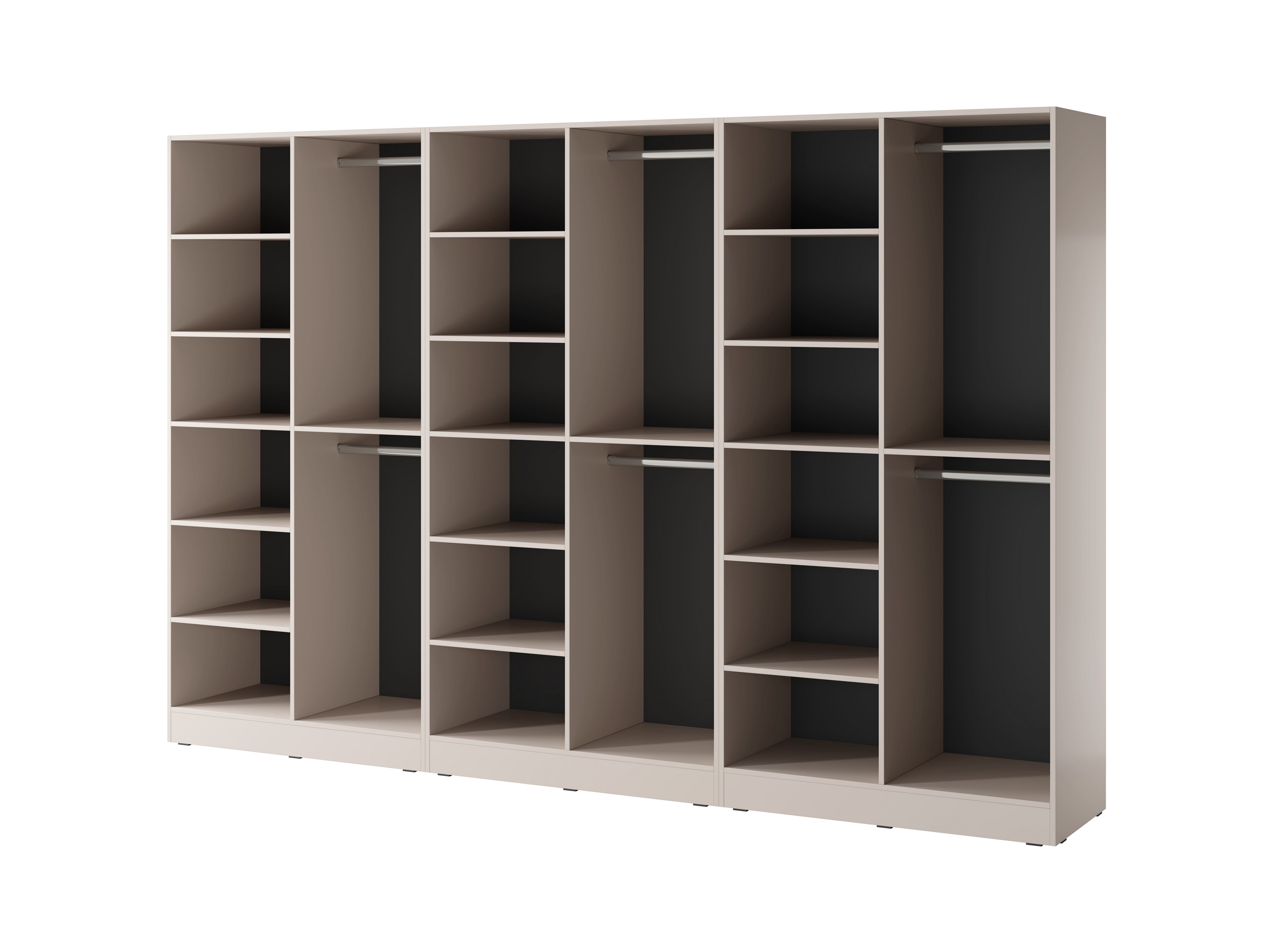 MOEBLO Drehtürenschrank MINEWRA NOVA 300 (mit 6 Türen – Moderner Kleiderschrank mit gefrästen Fronten, viel Stauraum für Schlafzimmer & Ankleidezimmer, Garderobenschrank mit viel Stauraum, 12 Einlegeböden & 4 Kleiderstangen, zeitloses Design) (BxHxT): 303 cm x 200 cm x 49 cm