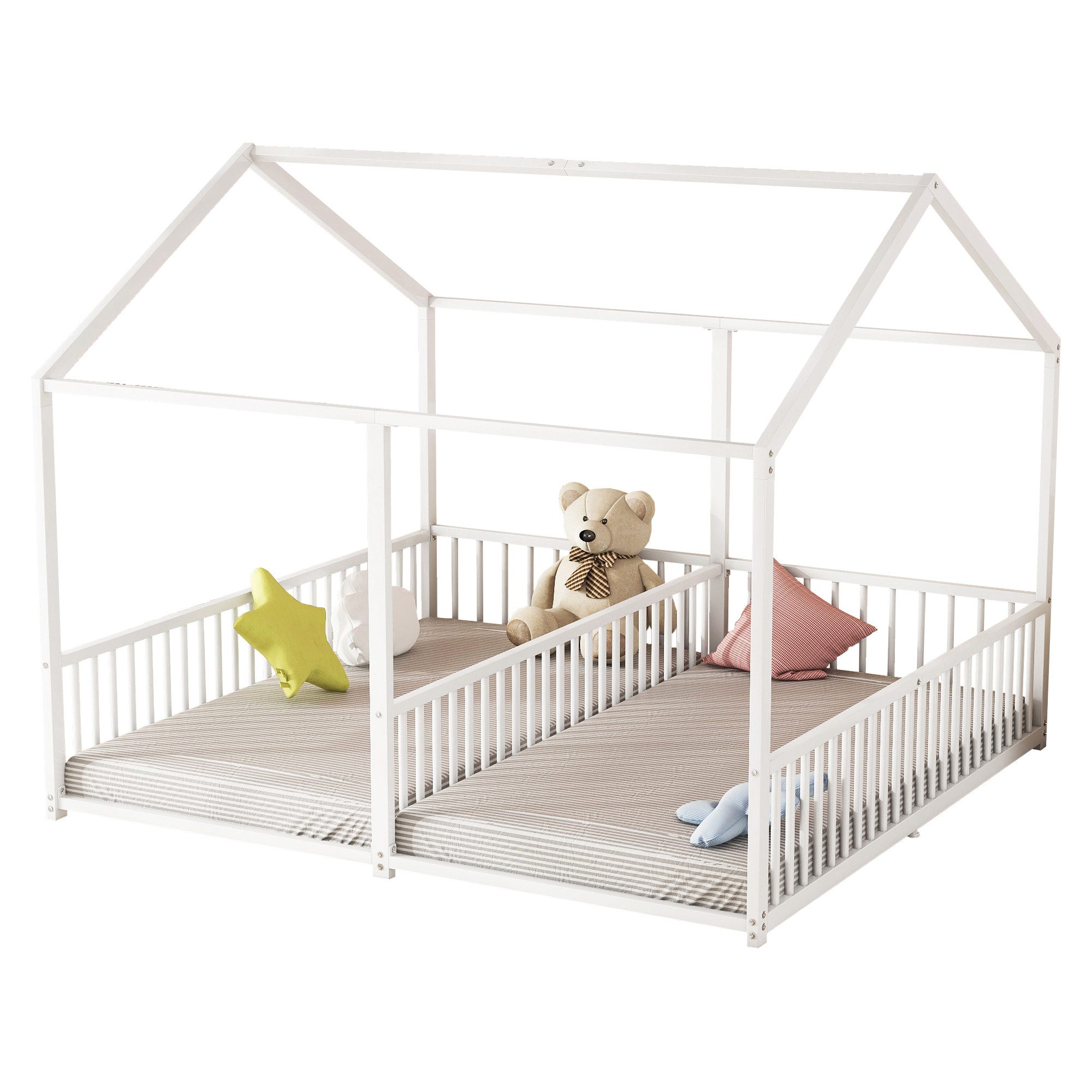 Flieks Kinderbett, Metallbett Hausbett Doppelbett 90x200cm*2 günstig online kaufen