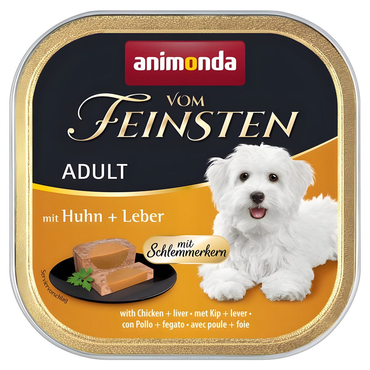 Animonda vom Feinsten Schlemmerkern mit Huhn & Leber 150 g - 22 Stück, Nassfutter für: Hund
