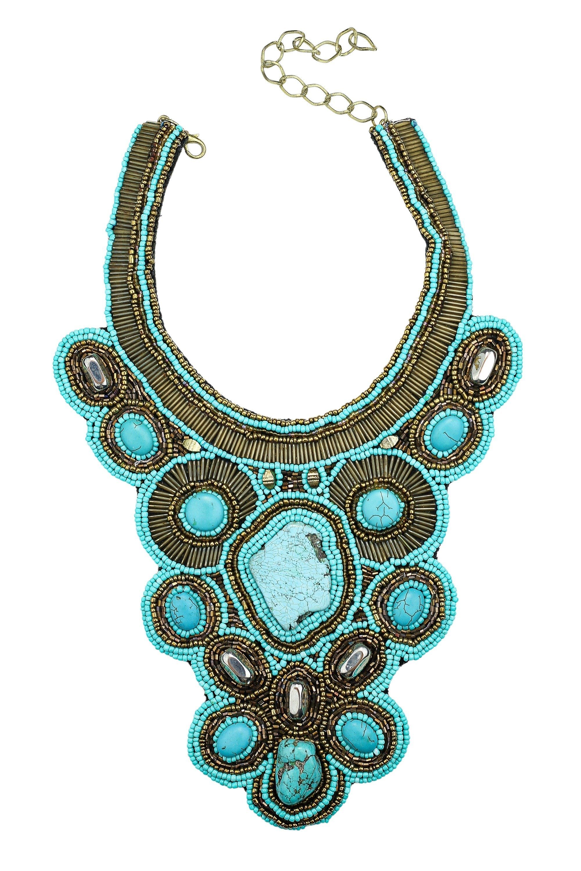 COLLEZIONE ALESSANDRO Statementkette Ava, opulente Statementkette mit großen Türkissteinen