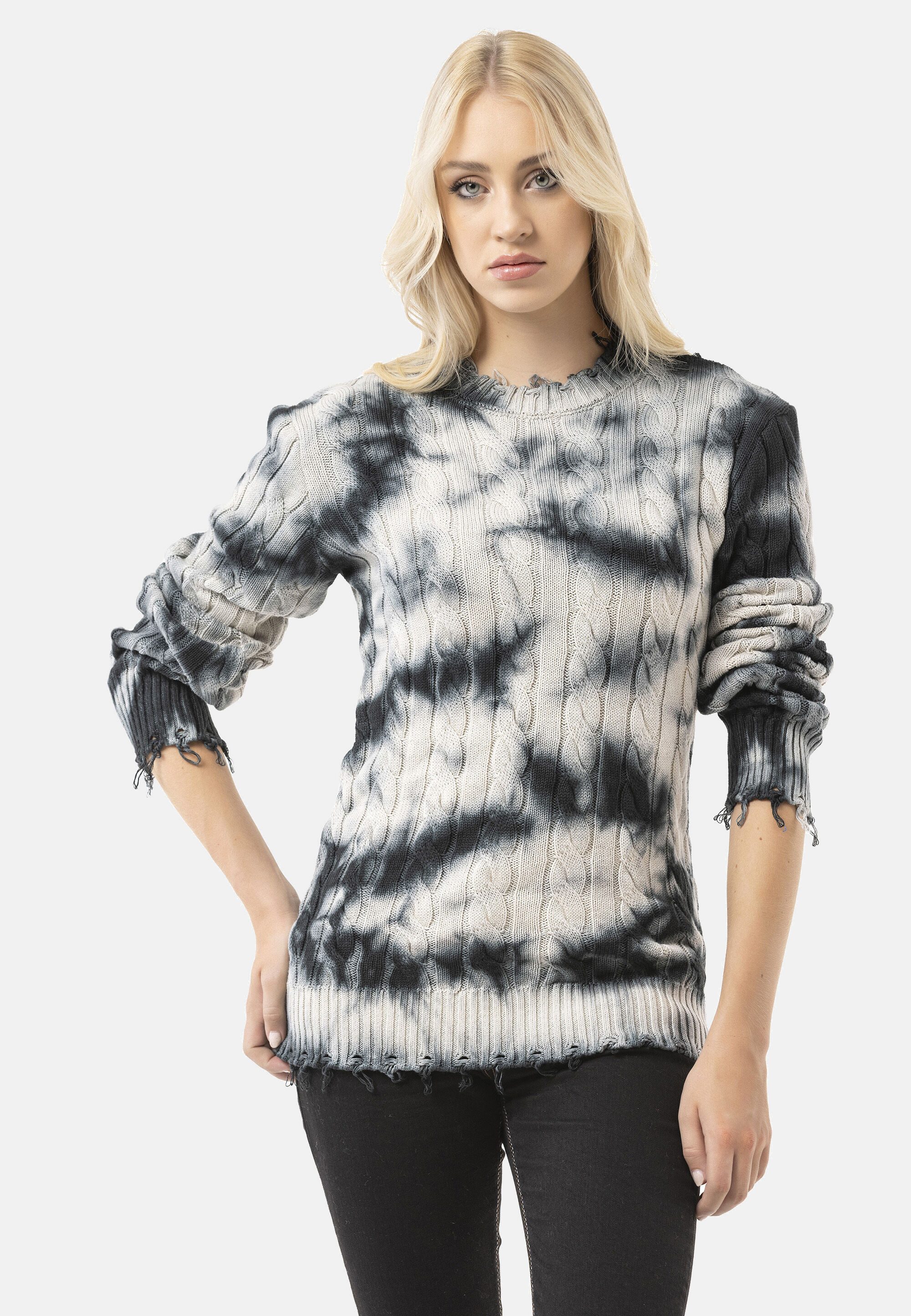Cipo & Baxx Strickpullover WP268 (1-tlg) Tie-Dye Optik