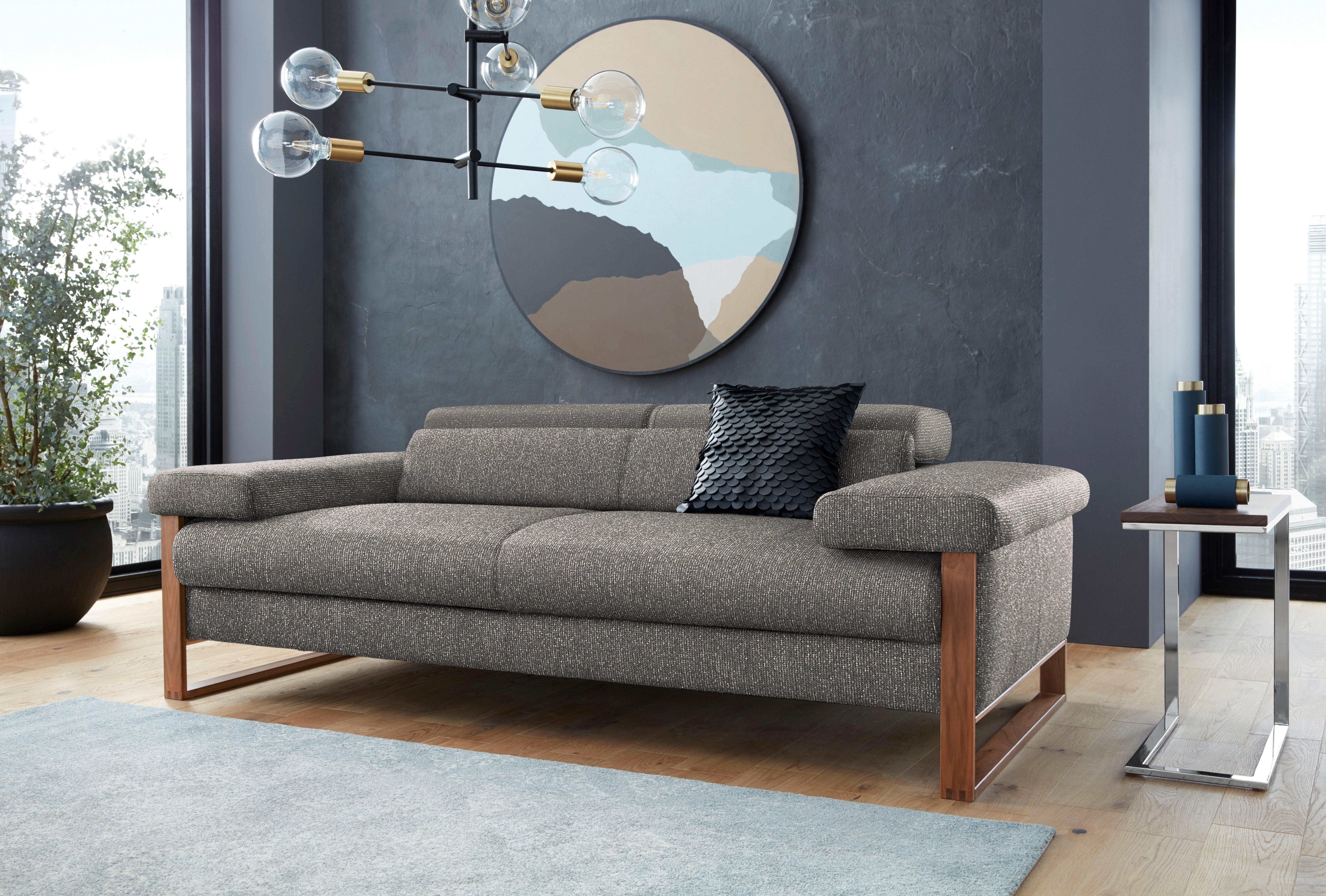 W.SCHILLIG 2-Sitzer finn, German Design Award 2016, Fußgestell Nussbaum natur, Breite 210 cm