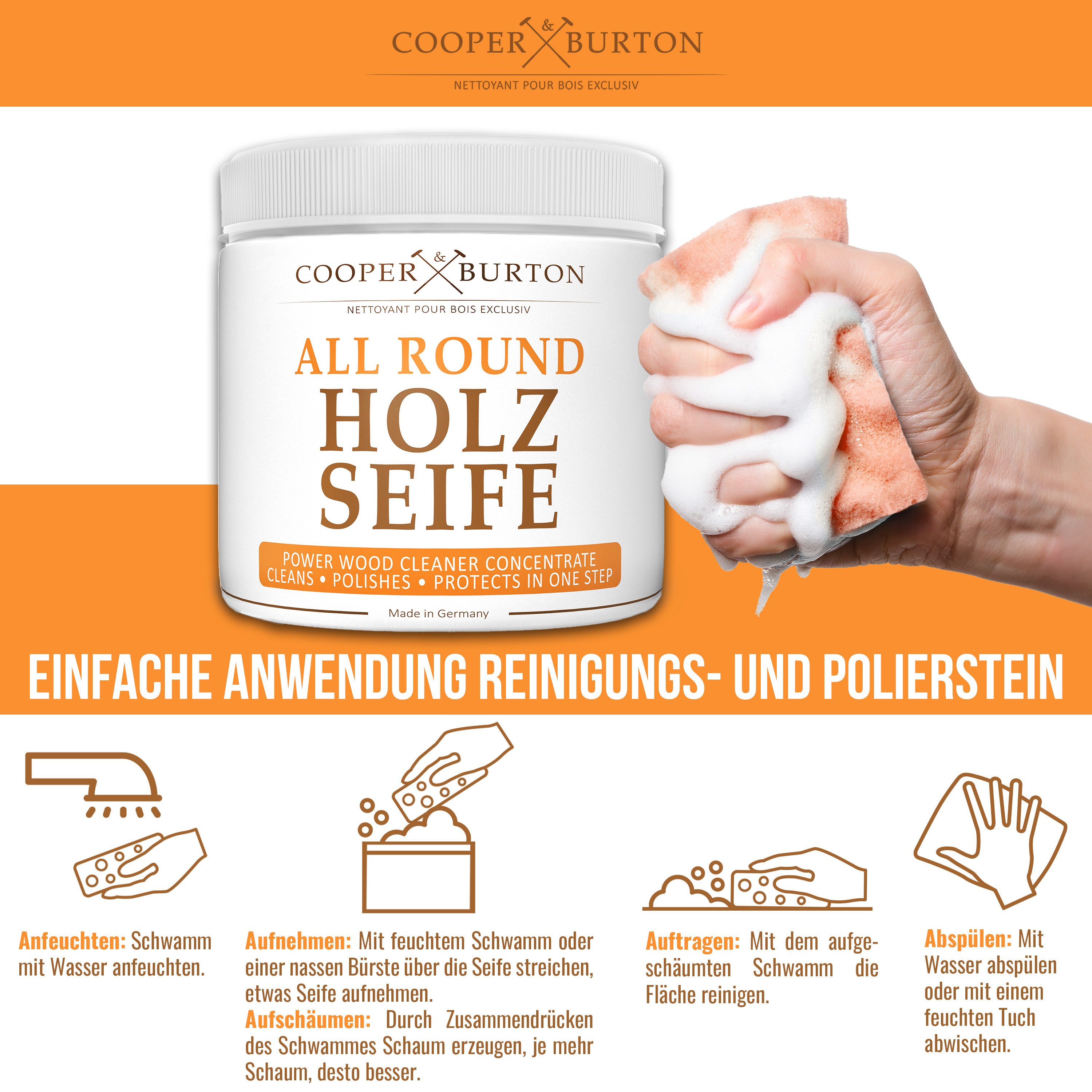 Cooper&Burton Holz Seife Intensiv Reiniger & Pflege Konzentrat von Cooper&Burton Holzreiniger (1-St. 250ml Konzentrat)
