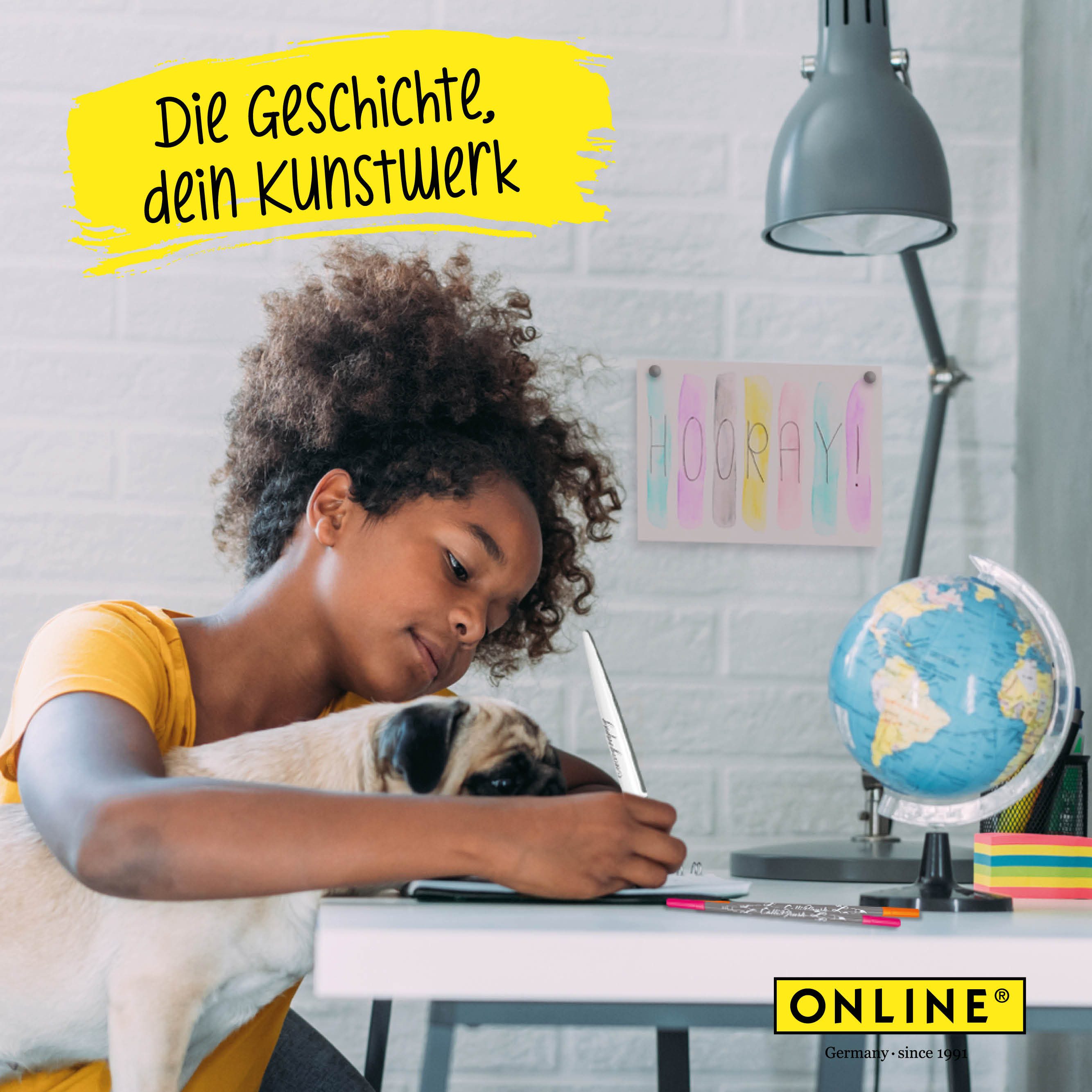 Online Pen Kreativset Handletteringset, (Aquarell-Malset für Handlettering, Kalligrafie oder Zeichnen, Aquarell-Block, 10x Calli.Brush Pens, Waterbrush-Pen, Aquarell-Magazin), in Geschenbox