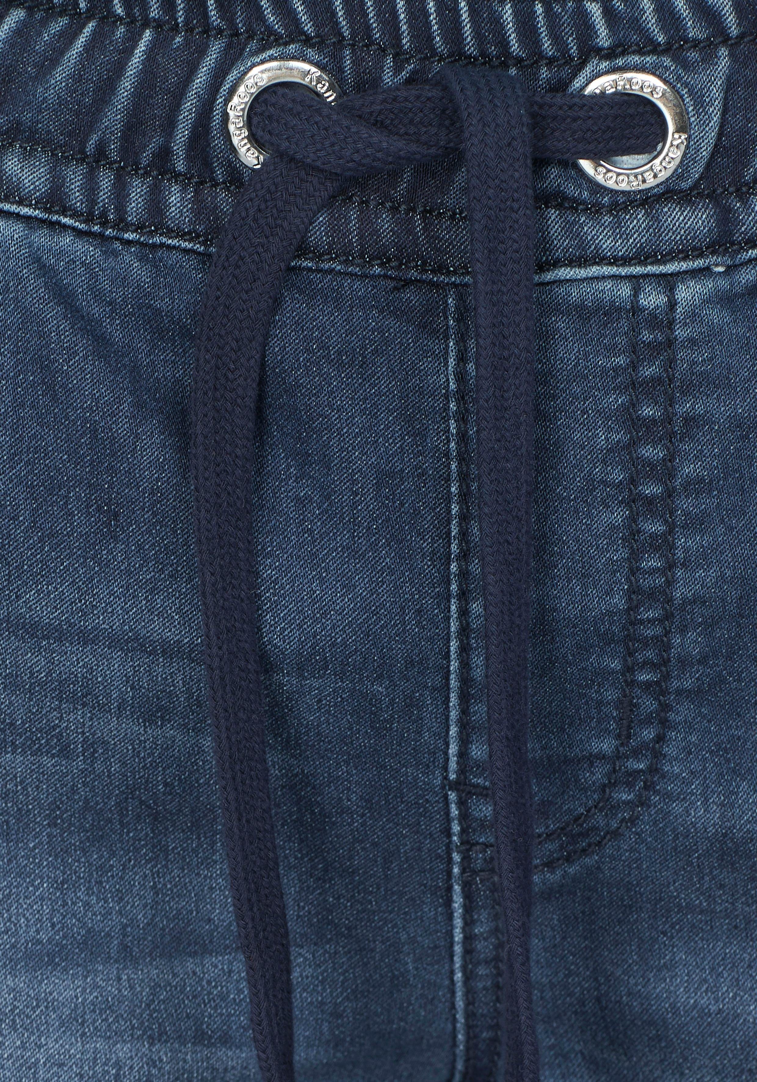 mit blue-used Pants Bündchen KangaROOS Denim-Optik elastischem Jogg in