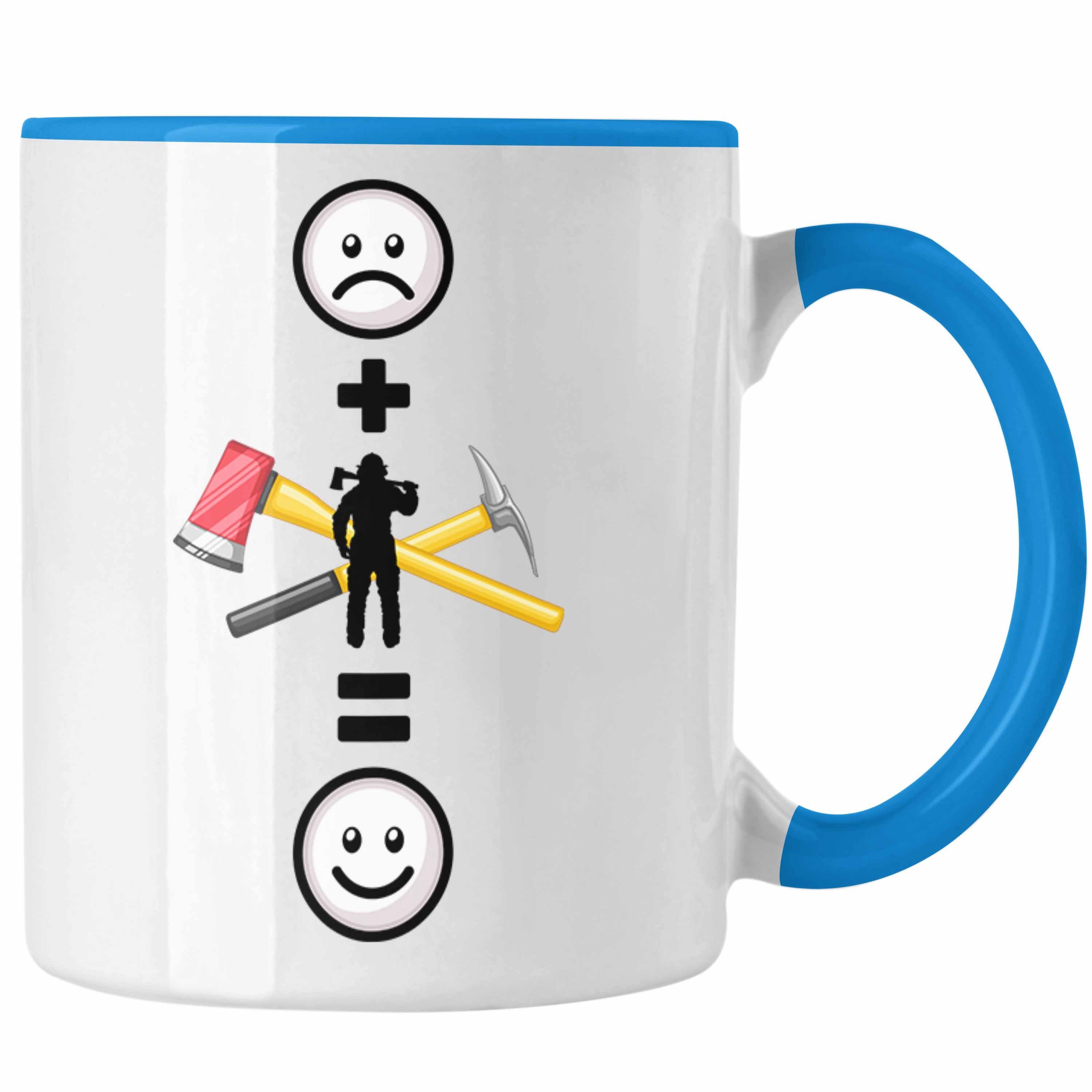 Trendation Tasse Feuerwehr Tasse Geschenk für Feuerwehrmann Lustige Geschenkidee :(F Blau