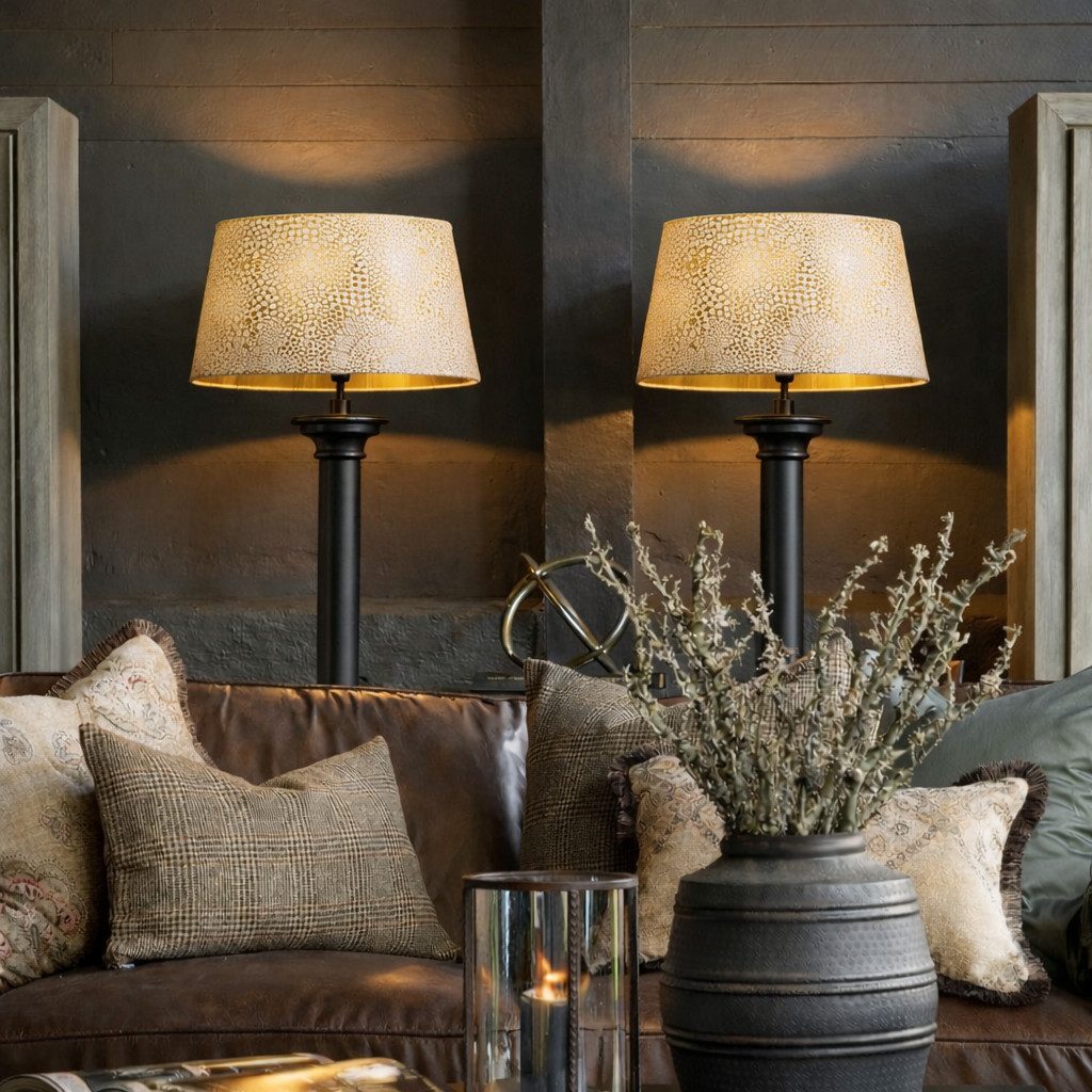 AMBIENTE-LEBENSART.DE Lampenschirm Designer-Lampenschirm-Samt- Gold-Dust rund-konische Form Ø 30cm