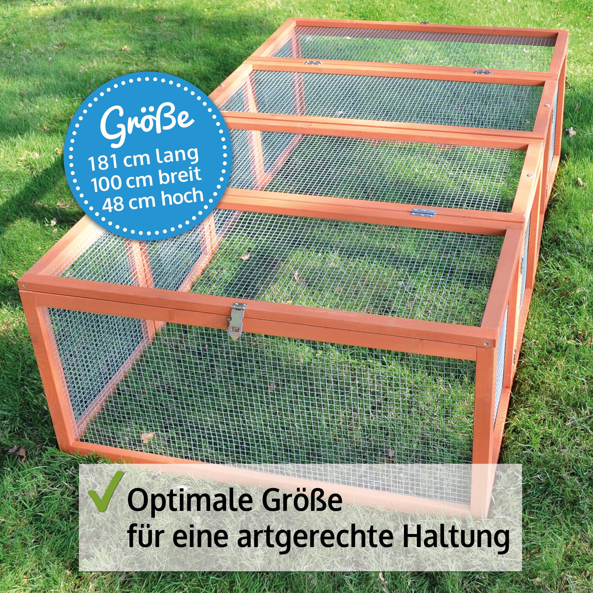 Zooprinz Freigehege Rabbit Run Hasen Kaninchen Auslauf Gehege, 100x48x181 cm, klappbar, wetterfest, winterfest, braun