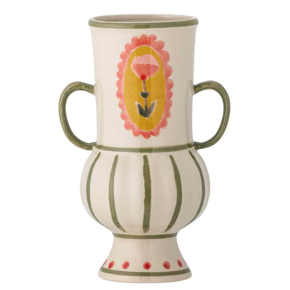 Bloomingville Dekovase Bloomingville Vase ODINA Creme Grün mit Henkeln 21x1 günstig online kaufen