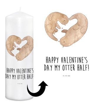 Mr. & Mrs. Panda Formkerze 29 x 8 cm XL Otter Valentine - Weiß - Geschenk, Partner, Kerze für Ko (1-tlg), Design