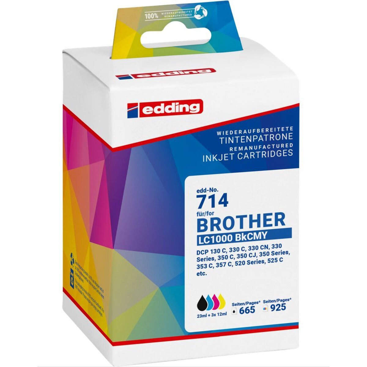 edding Tintenpatrone kompatibel mit Brother LC970/LC1000 black + colour Multi Nachfülltinte (x)