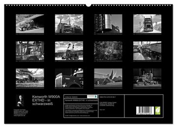 CALVENDO Wandkalender Kenworth W900A EXTHD - in schwarzweiß (Premium, hochwertiger DIN A2 Wandkalender 2023, Kunstdruck in Hochglanz)