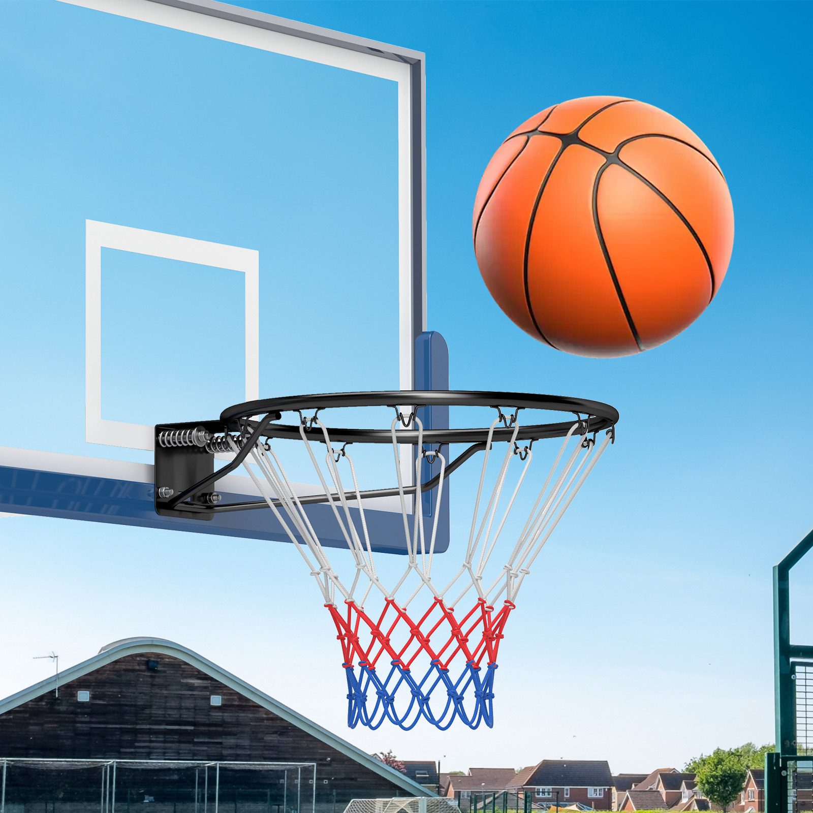 COSTWAY Basketballkorb, Ø45cm Basketballring mit Netz
