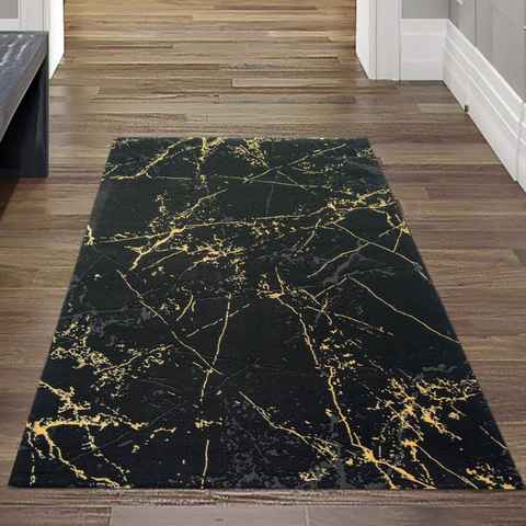 Teppich Teppich Wohnzimmer modern Teppich Marmor Optik in schwarz gold, Teppich-Traum, rechteckig, Höhe: 12 mm