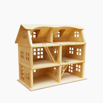 Madera Spielzeuge Puppenhaus Puppenhaus aus Kiefern Holz,6 Zimmer, (1-tlg), Made in Germany . Fertig verleimtes Puppenhaus, extrem Stabil.