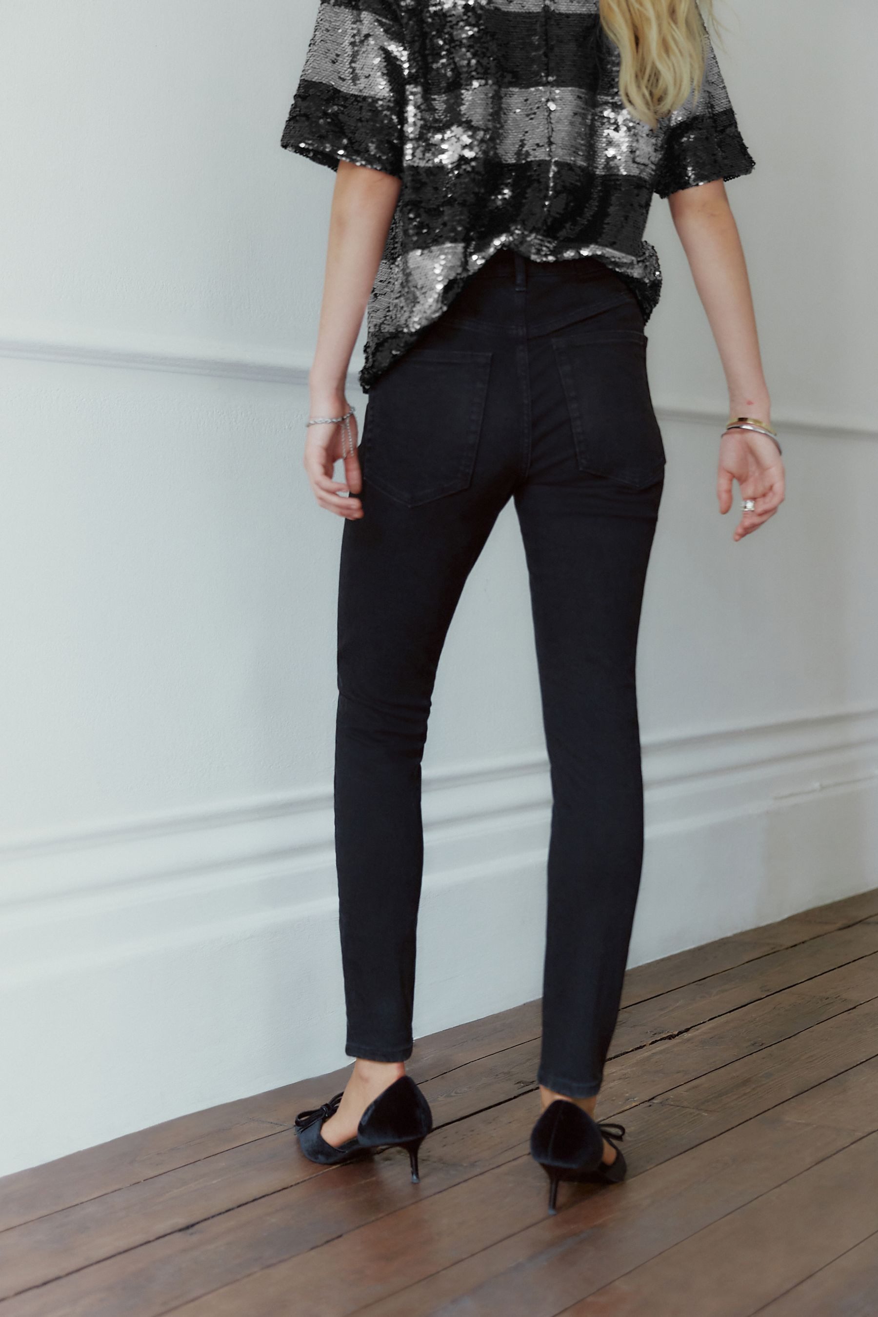 Next Skinny-fit-Jeans Skinny Fit Jeans mit geknöpftem Schlitz, Kurzgröße (1-tlg)