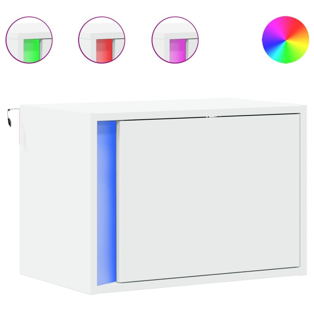 vidaXL Nachttisch Wand-Nachttisch mit LED-Leuchten Weiß günstig online kaufen