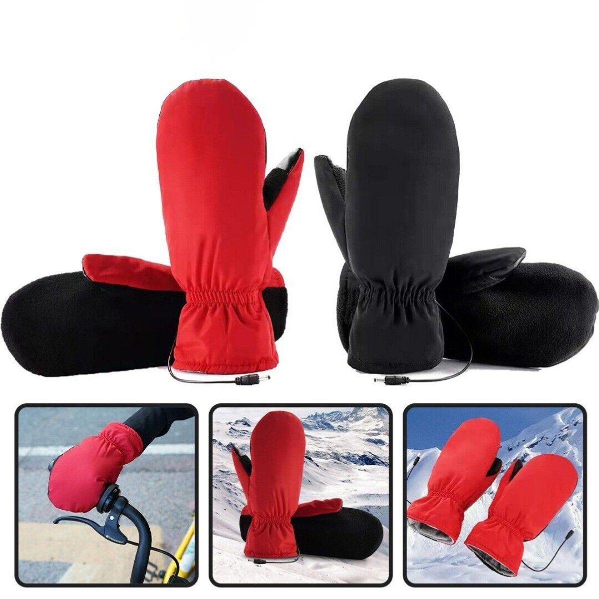 AUKUU Multisporthandschuhe Sporthandschuhe Lederhandschuhe Elektrisch rot Handschuhe beheizte