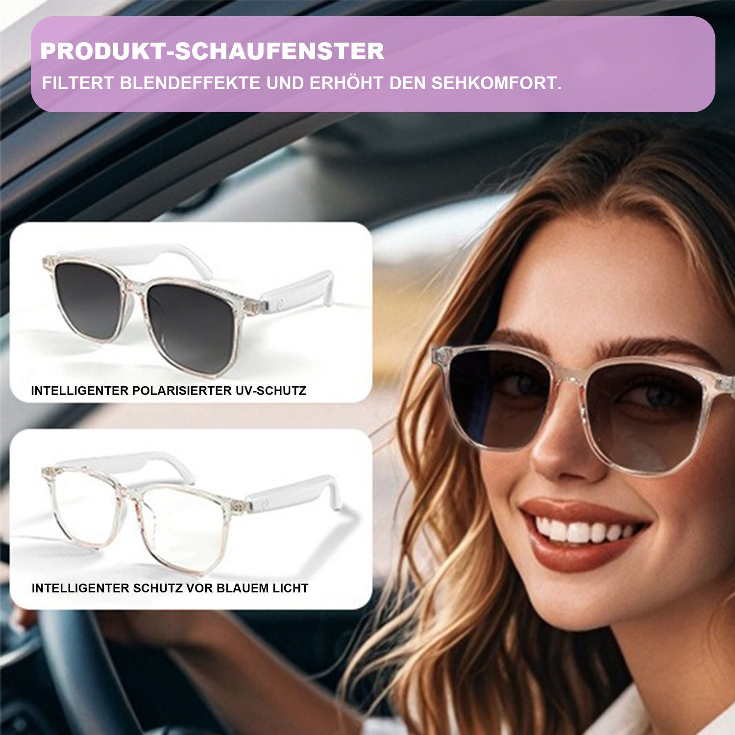 Refttenw Sonnenbrille Polarisierte Sonnenbrille mit Bluetooth-Lautsprecher,Smart Brille Anti-UV